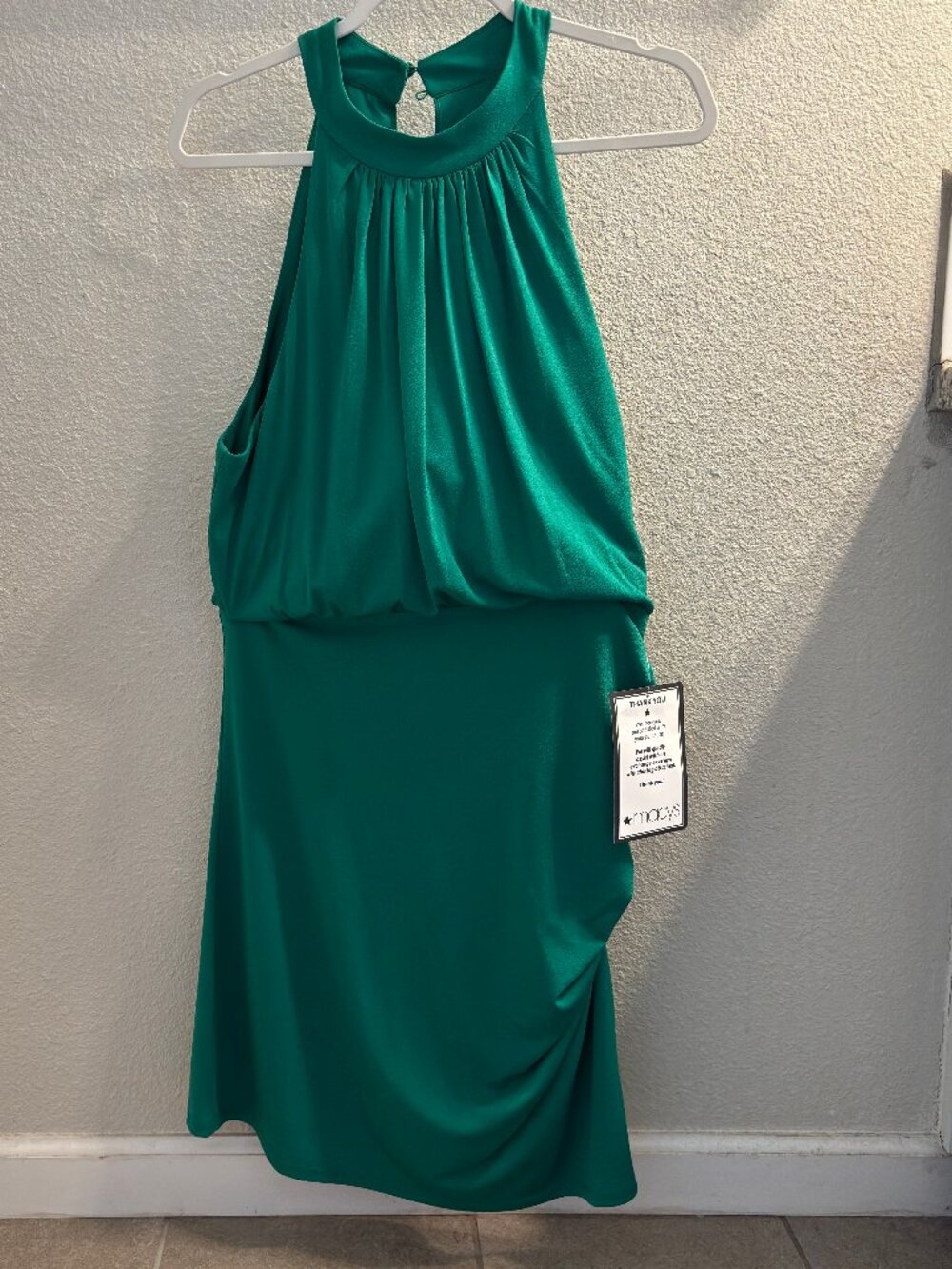 NWT Adrianna Papell Green Midi Neck Halter Dress Size 14